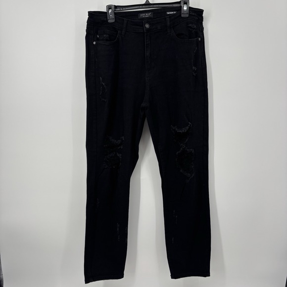 Judy Blue Denim - Judy Blue Jeans Womens 15/32 Black Boyfriend Fit Ripped Distressed High‎ Rise